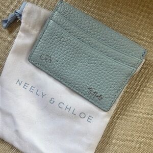 Neely & Chloe light Blue Leather Wallet Tory Burch niece, hand signed by designe